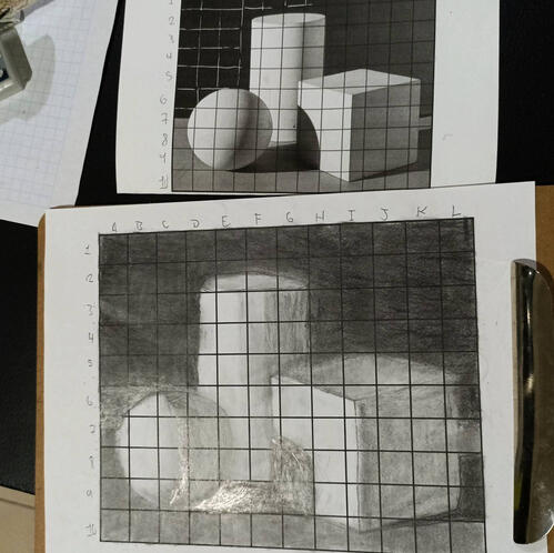 Claro Oscuro de Bodegón con Figuras Geométricas